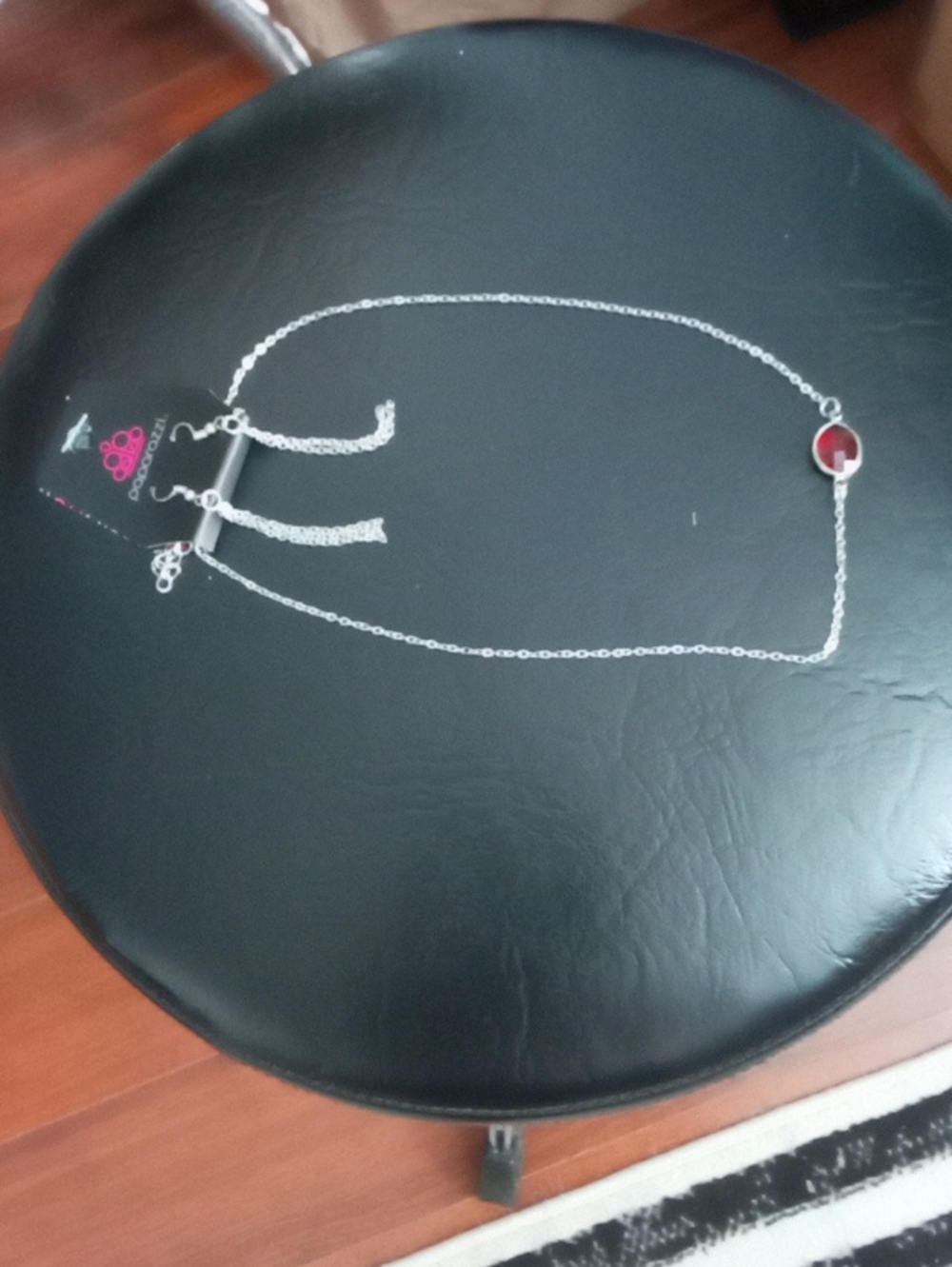 paparazzi Silver-Tone Necklace with Red Glass Accent